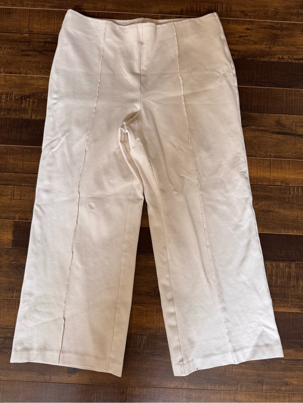 “Rafaella” Cream High-Waist Stretch Pants
